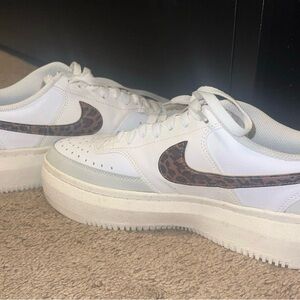 Nike White Sneakers with Animal Print Accent